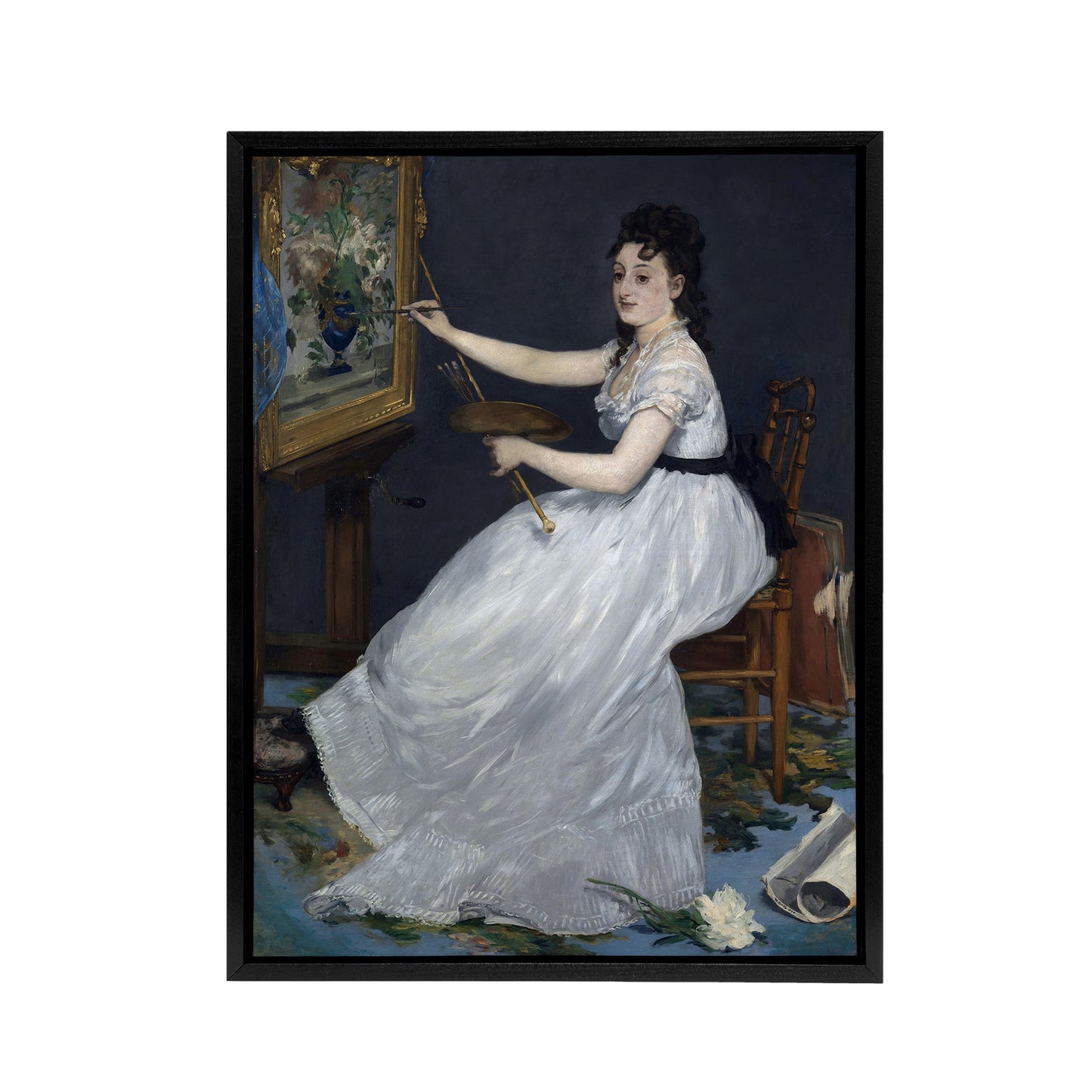 Portrait of Painter Eva Gonzales Manet Vintage Framed Canvas Wall Art