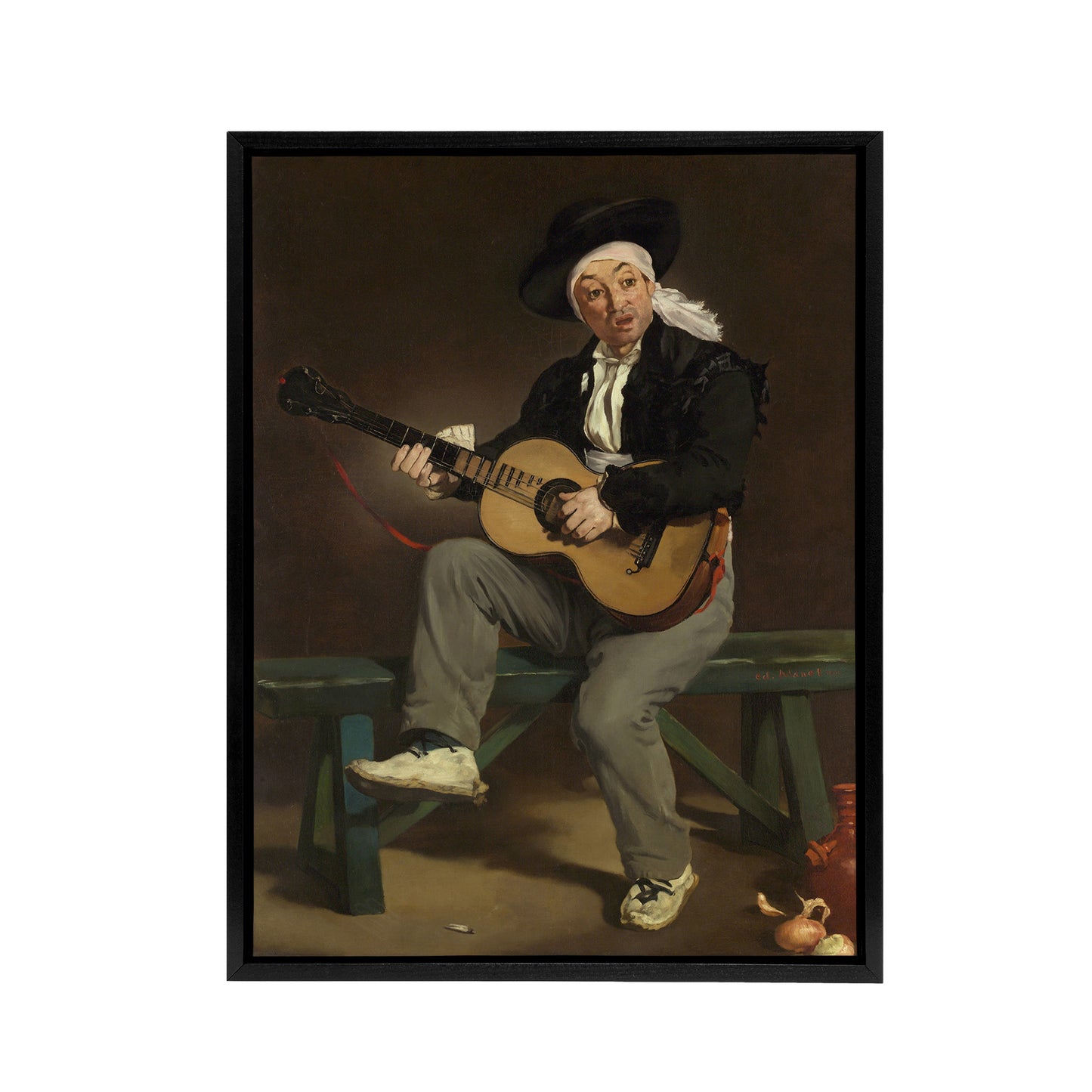 The Spanish Singer Portrait Manet Vintage Black Framed Canvas Wall Art