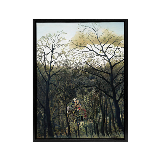 Rendezvous in the Forest Rousseau Vintage Black Framed Canvas Wall Art