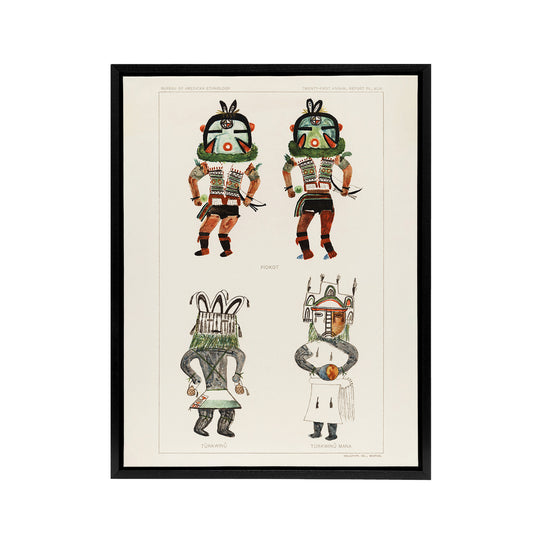 Drawing from Hopi Natives Hopi Kachinas Vintage Framed Canvas Wall Art