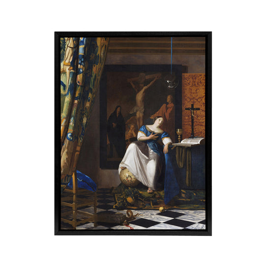 Allegory of the Catholic Faith Vermeer Vintage Framed Canvas Wall Art