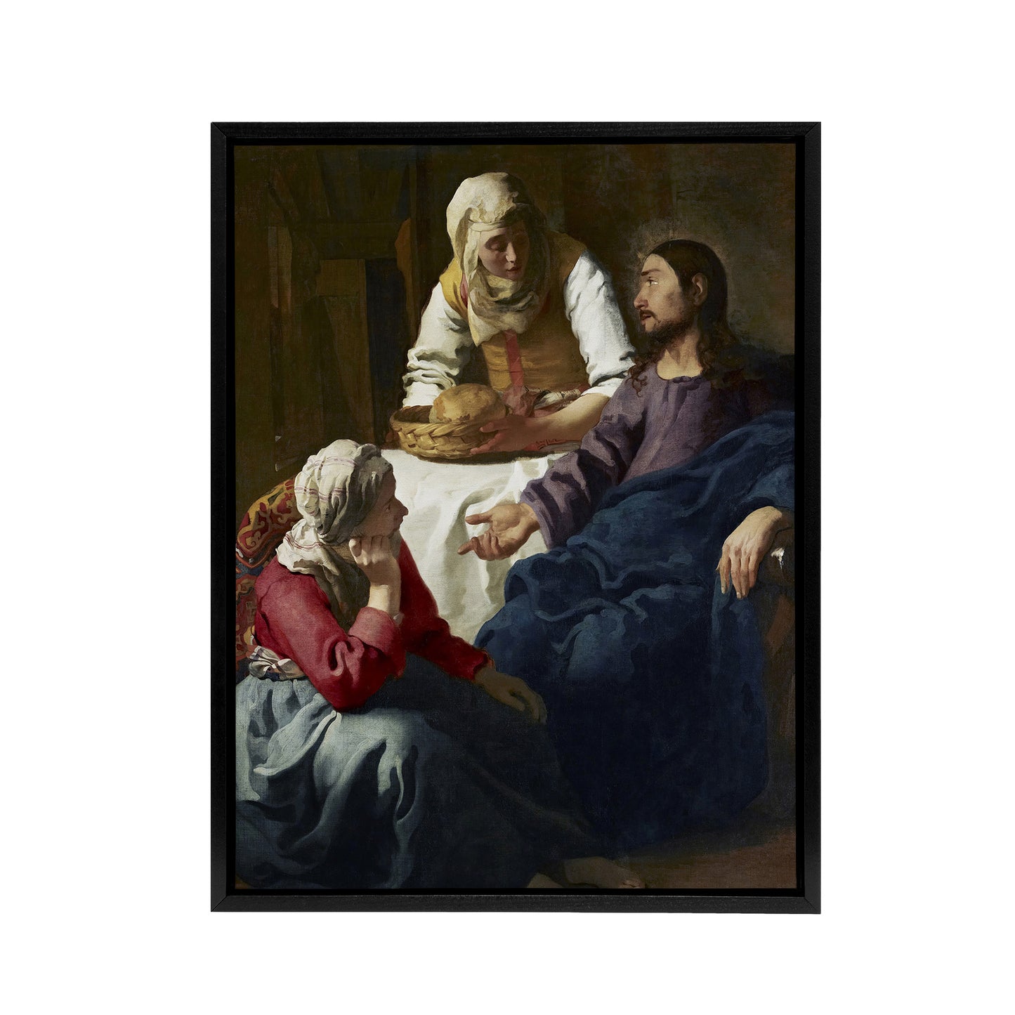 Christ in the House of Martha and Mary Vermeer Framed Canvas Wall Art