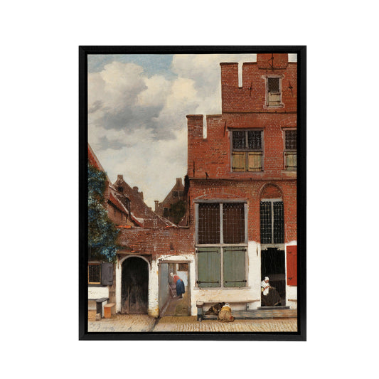 The Little Street Facades Vermeer Vintage Black Framed Canvas Wall Art