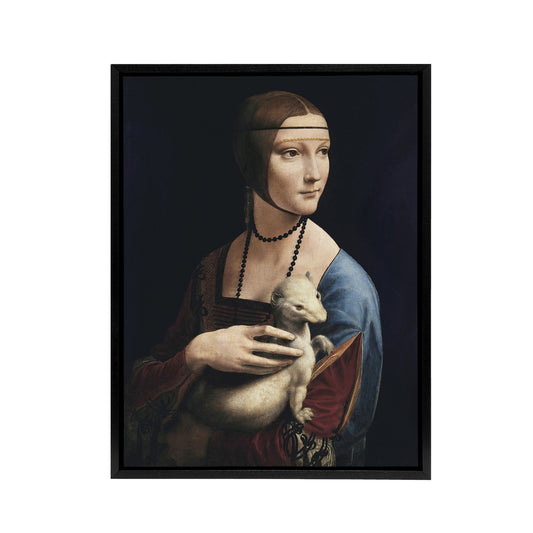 Lady with an Ermine La Belle Ferronniere Da Vinci Framed Canvas Wall Art