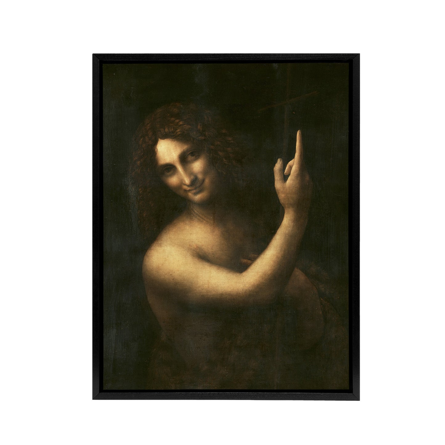 Saint John the Baptist da Vinci Vintage Black Framed Canvas Wall Art