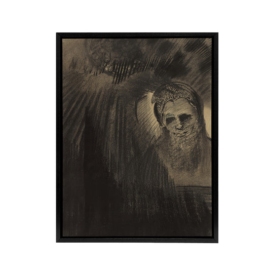 Apparition Eerie Charcoal Painting Redon Vintage Framed Canvas Wall Art