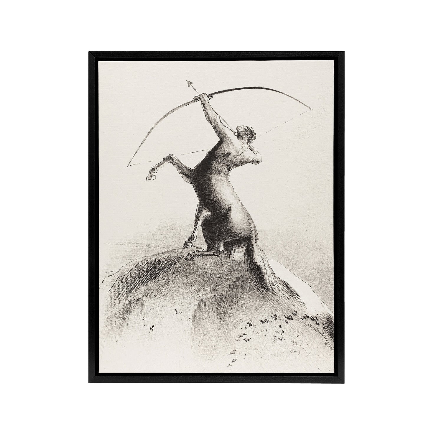 Centaur Aiming at the Clouds Redon Vintage Black Framed Canvas Wall Art
