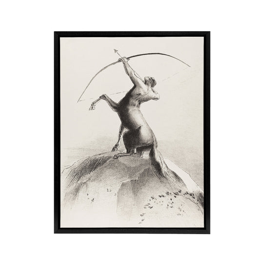 Centaur Aiming at the Clouds Redon Vintage Black Framed Canvas Wall Art