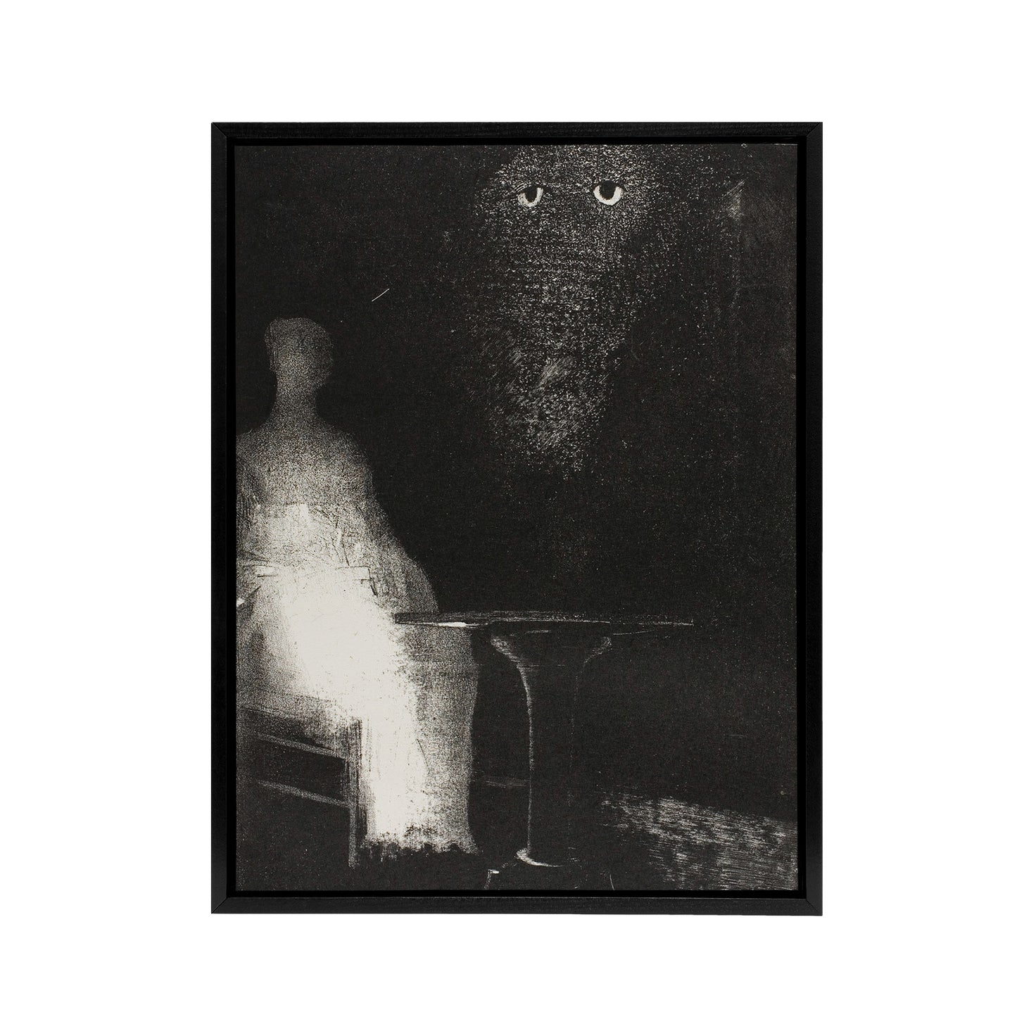 Gaze on the Chair Human Figure Outline Redon Black Framed Canvas Wall Art