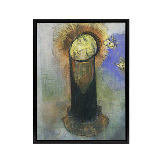 Head of John the Baptist on Pillar Redon Vintage Framed Canvas Wall Art