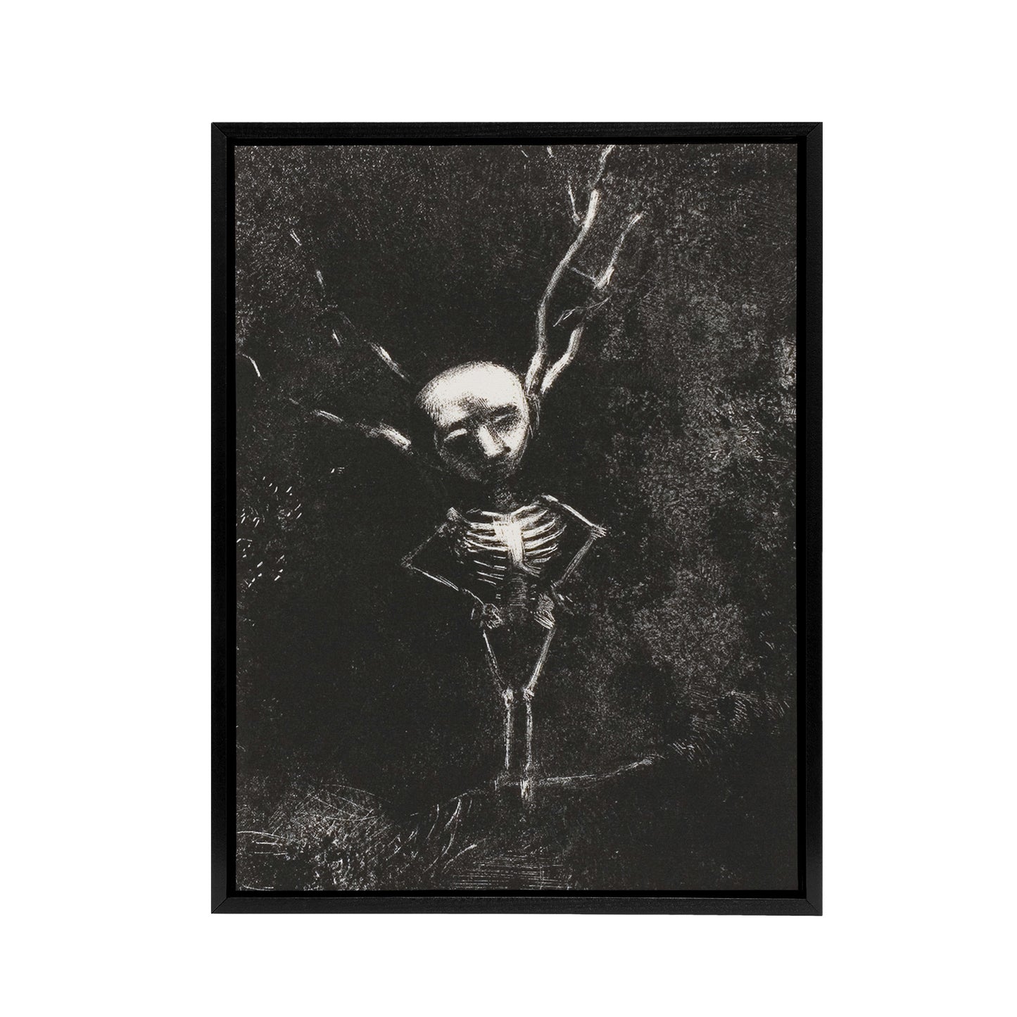 Pale Figure in Maze of Branches Redon Vintage Framed Canvas Wall Art