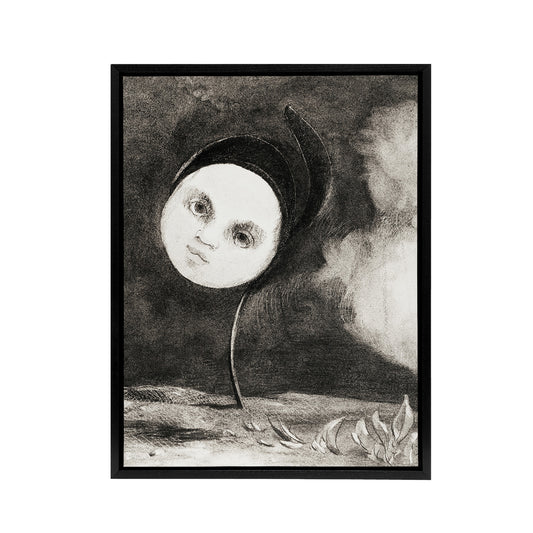 Strange Flower with a Face Redon Vintage Black Framed Canvas Wall Art
