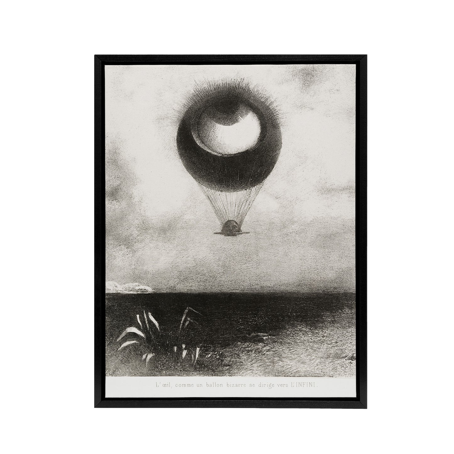 The Eye Like a Strange Balloon Redon Vintage Black Framed Canvas Wall Art