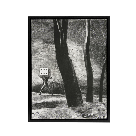 The Gambler Charcoal Painting Redon Vintage Black Framed Canvas Wall Art