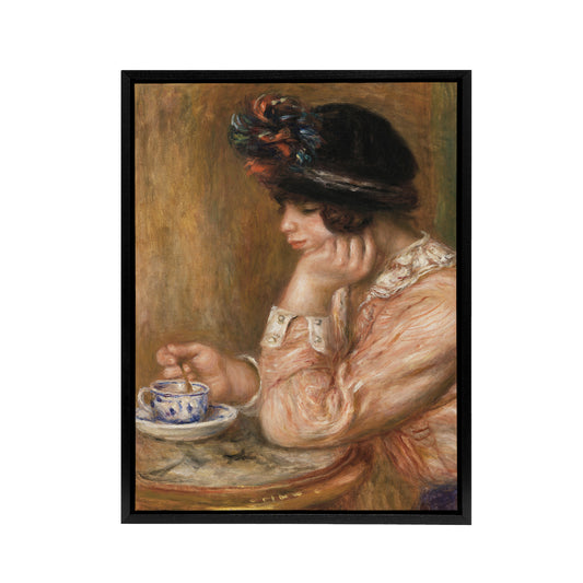 Cup of Chocolate Renoir Vintage Black Framed Canvas Wall Art