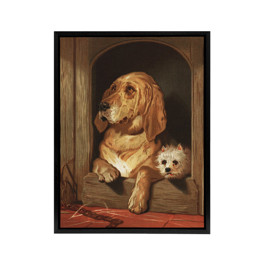 Dignity and Impudence Dog Portrait Landseer Black Framed Canvas Wall Art