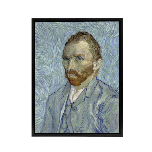 Artist 1889 Self Portrait Van Gogh Vintage Black Framed Canvas Wall Art