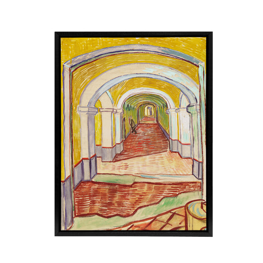 Corridor in the Asylum Van Gogh Vintage Black Framed Canvas Wall Art