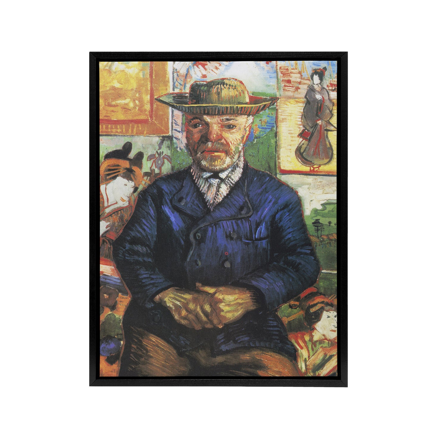Portrait of Pere Tanguy Van Gogh Vintage Black Framed Canvas Wall Art
