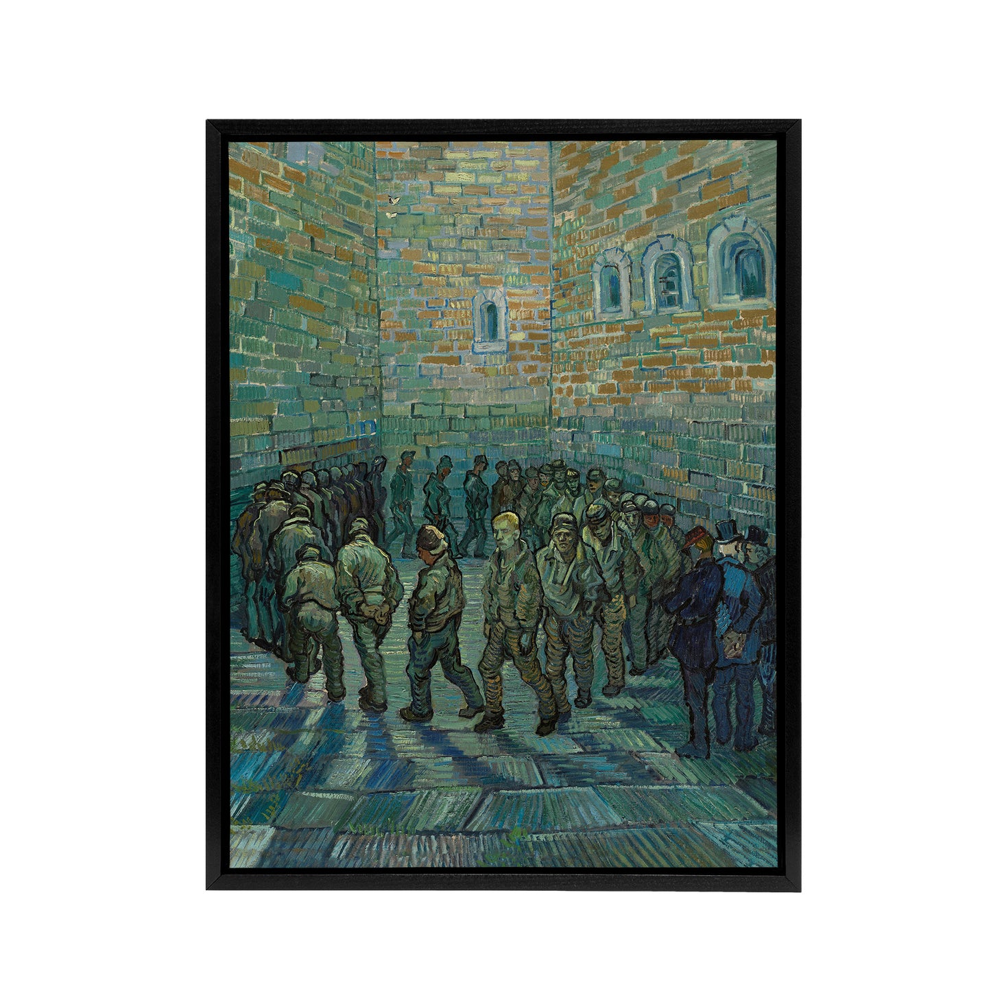 Penitentiary Prisoners Exercising Van Gogh Black Framed Canvas Wall Art