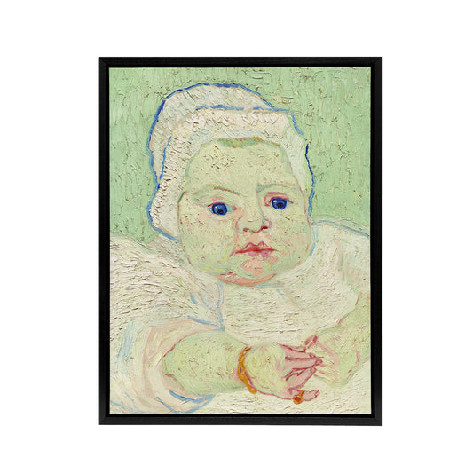 Roulins Baby Portrait Van Gogh Vintage Black Framed Canvas Wall Art