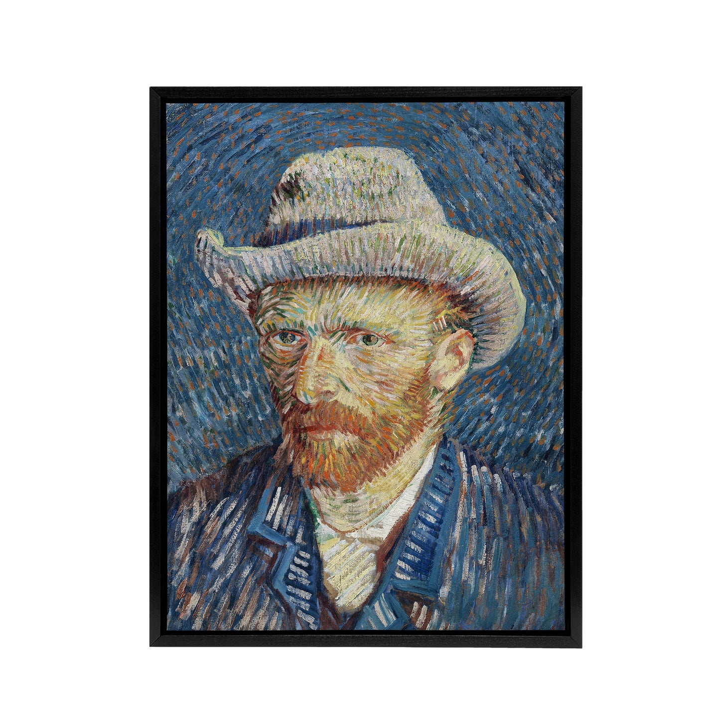 Self Portrait Grey Felt Hat Van Gogh Vintage Black Framed Canvas Wall Art