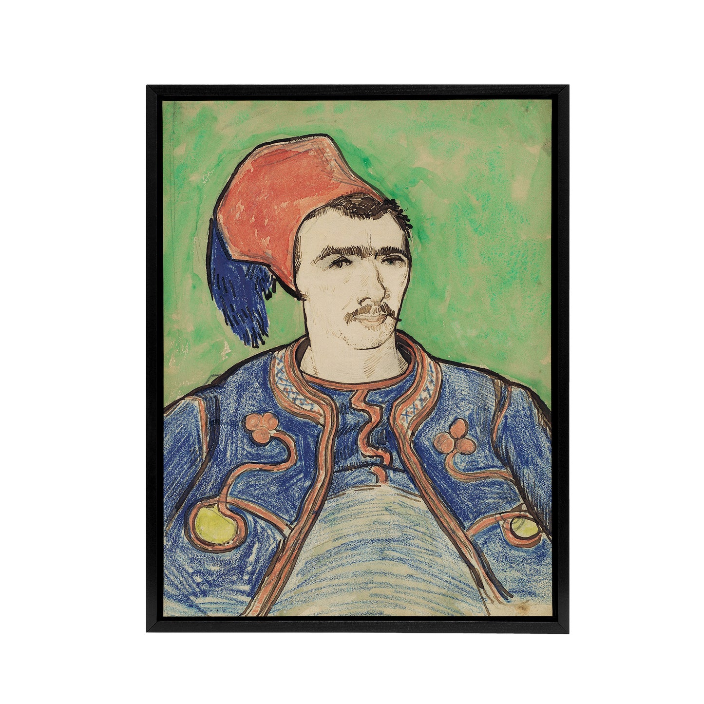 The Zouave Infantryman Van Gogh Vintage Black Framed Canvas Wall Art