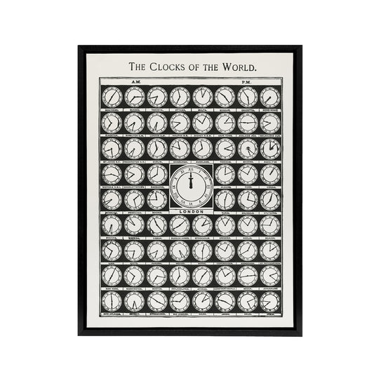 The Clocks of the World from Medicology 1910 Black Framed Canvas Wall Art