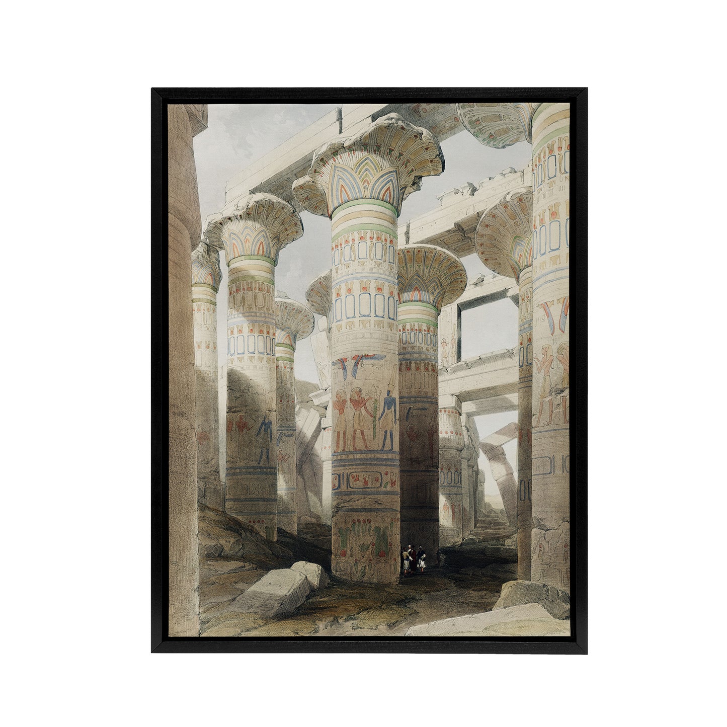 Karnak Temple Great Hypostyle Hall Roberts Black Framed Canvas Wall Art