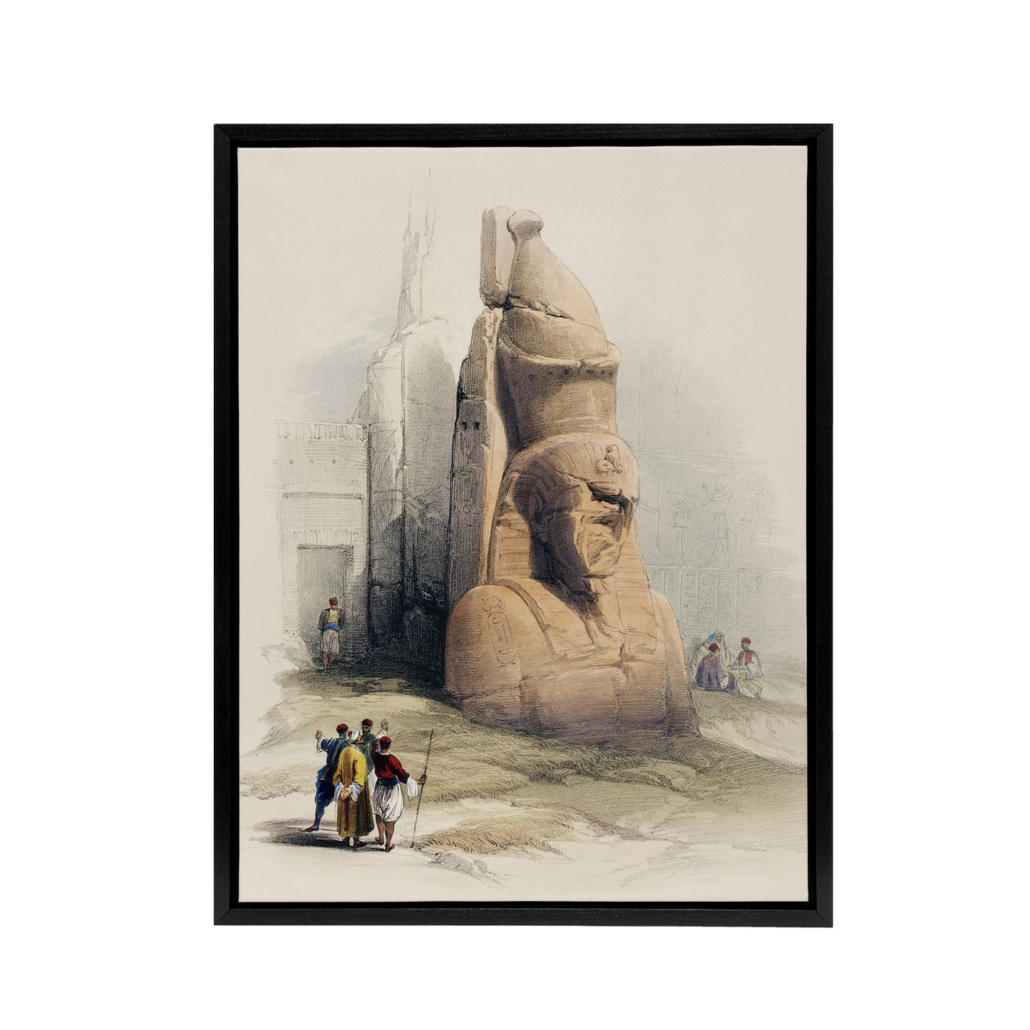 Luxor Temple Ramses II Statue D. Roberts Vintage Framed Canvas Wall Art