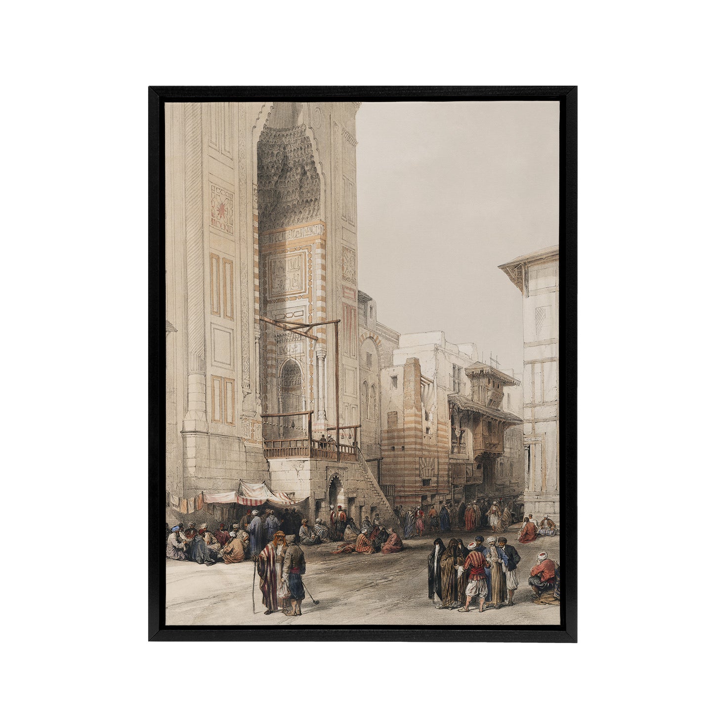 Mosque of Sultan Hassan Grand Entrance Roberts Framed Canvas Wall Art