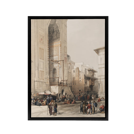 Mosque of Sultan Hassan Grand Entrance Roberts Framed Canvas Wall Art