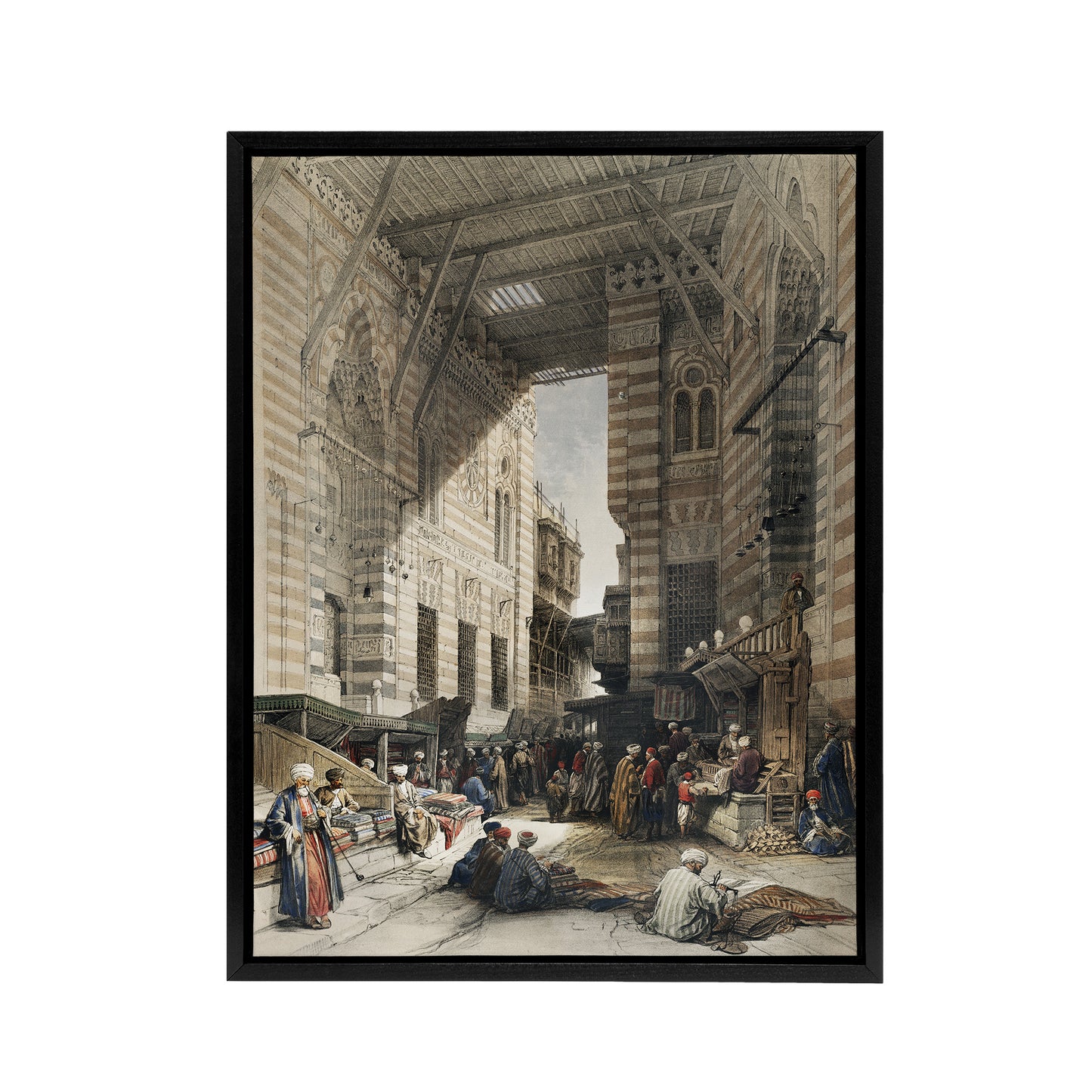 Silk Mercer Bazaar El Ghatasheh Roberts Black Framed Canvas Wall Art