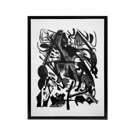 Birth of the Wolves Abstract Franz Marc Vintage Framed Canvas Wall Art