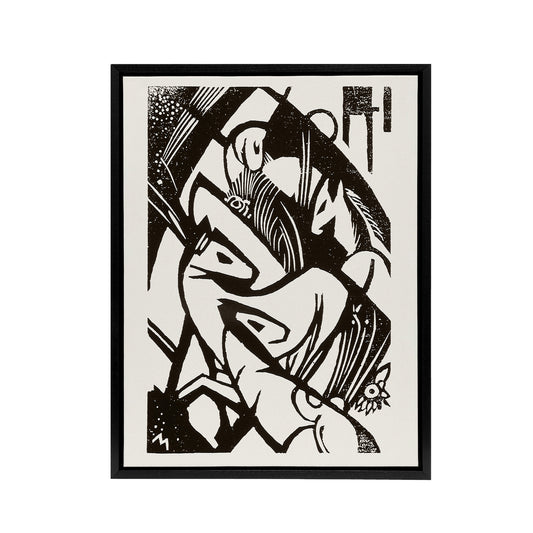 Horses 1912 Abstract Painting Franz Marc Vintage Framed Canvas Wall Art