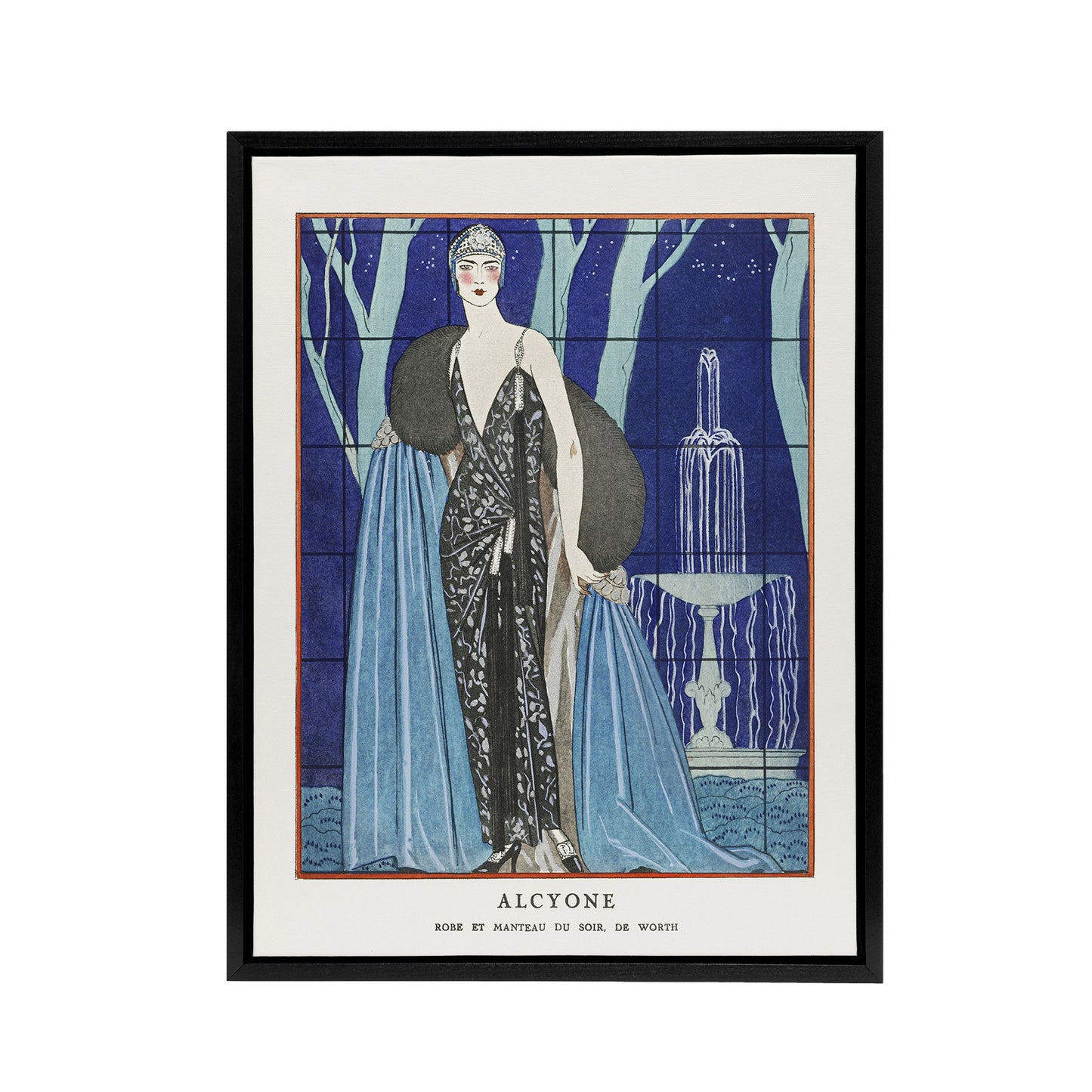 Alcyone Fashion Worth Advert Barbier Vintage Black Framed Canvas Wall Art