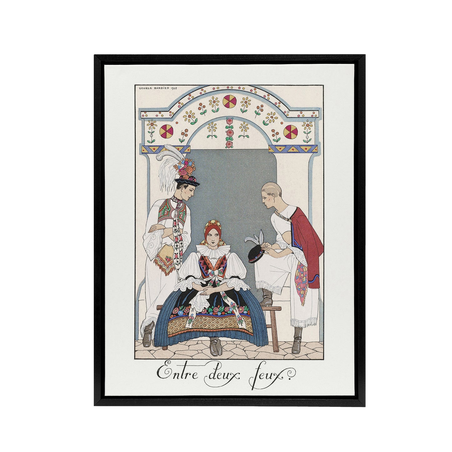 Between Two Flames Czech Fashion Barbier Vintage Framed Canvas Wall Art