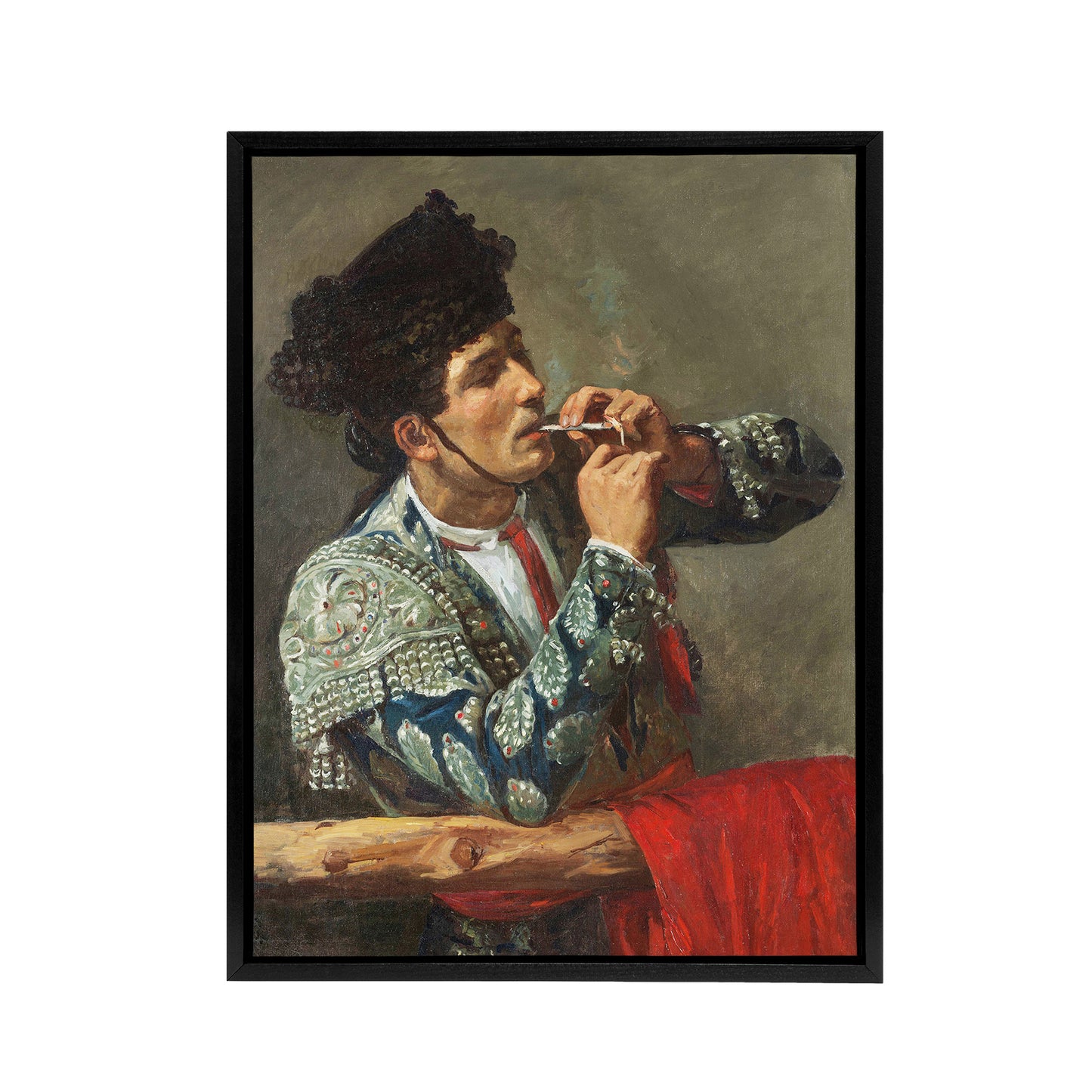 After the Bullfight Bullfighter Smoking Cassatt Framed Canvas Wall Art