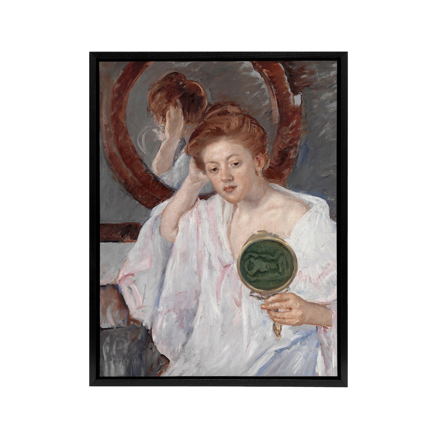 Denise at Her Dressing Table Cassatt Vintage Black Framed Canvas Wall Art