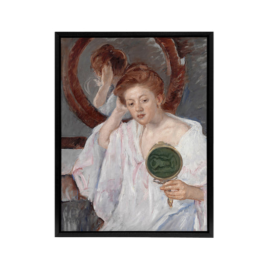 Denise at Her Dressing Table Cassatt Vintage Black Framed Canvas Wall Art