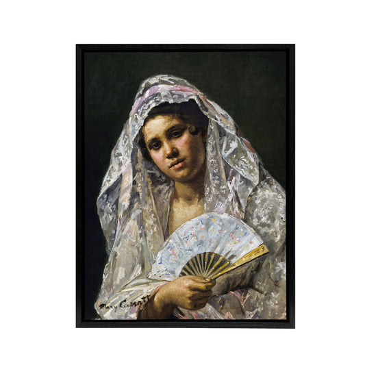 Spanish Dancer Lace Mantilla Cassatt Vintage Black Framed Canvas Wall Art