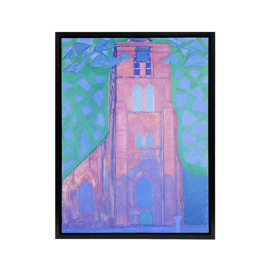 Church Tower Domburg Mondrian Vintage Black Framed Canvas Wall Art