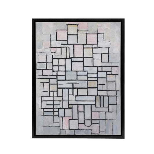 Composition No IV Abstract Mondrian Vintage Black Framed Canvas Wall Art