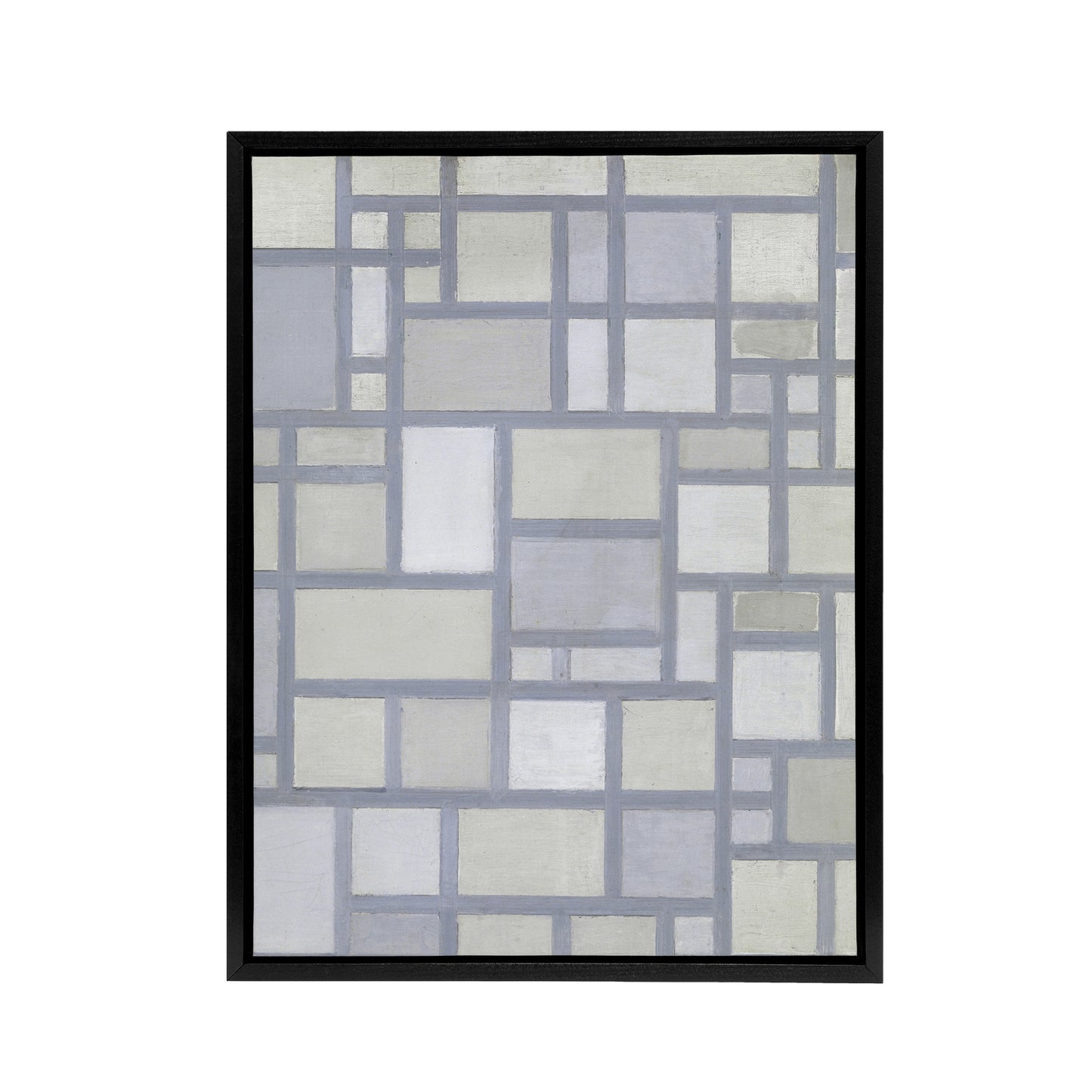 Abstract Composition with Gray lines Mondrian Framed Canvas Wall Art