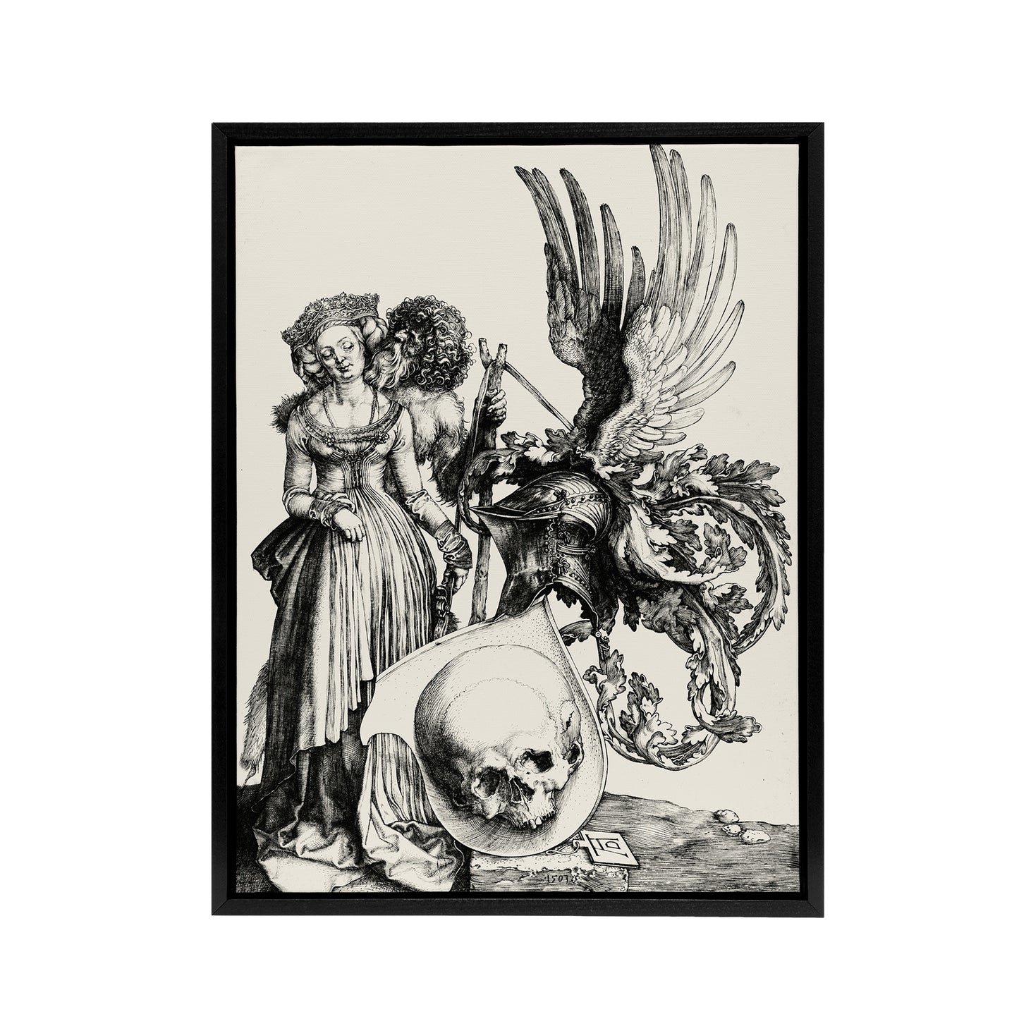 Coat of Arms with a Skull Albrecht Durer Framed Canvas Wall Art Print