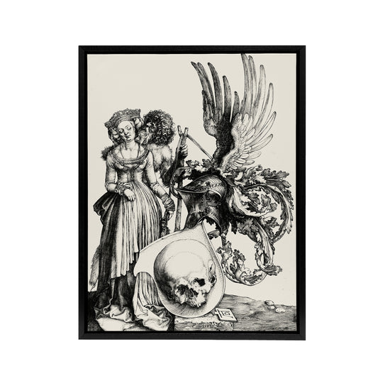 Coat of Arms with a Skull Albrecht Durer Framed Canvas Wall Art Print
