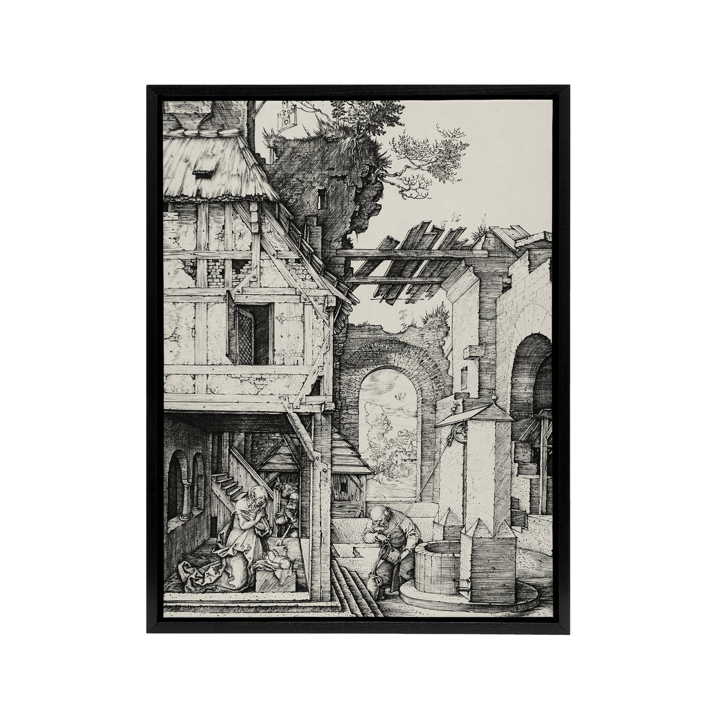 The Nativity Birth of Jesus Albrecht Durer Framed Canvas Wall Art Print