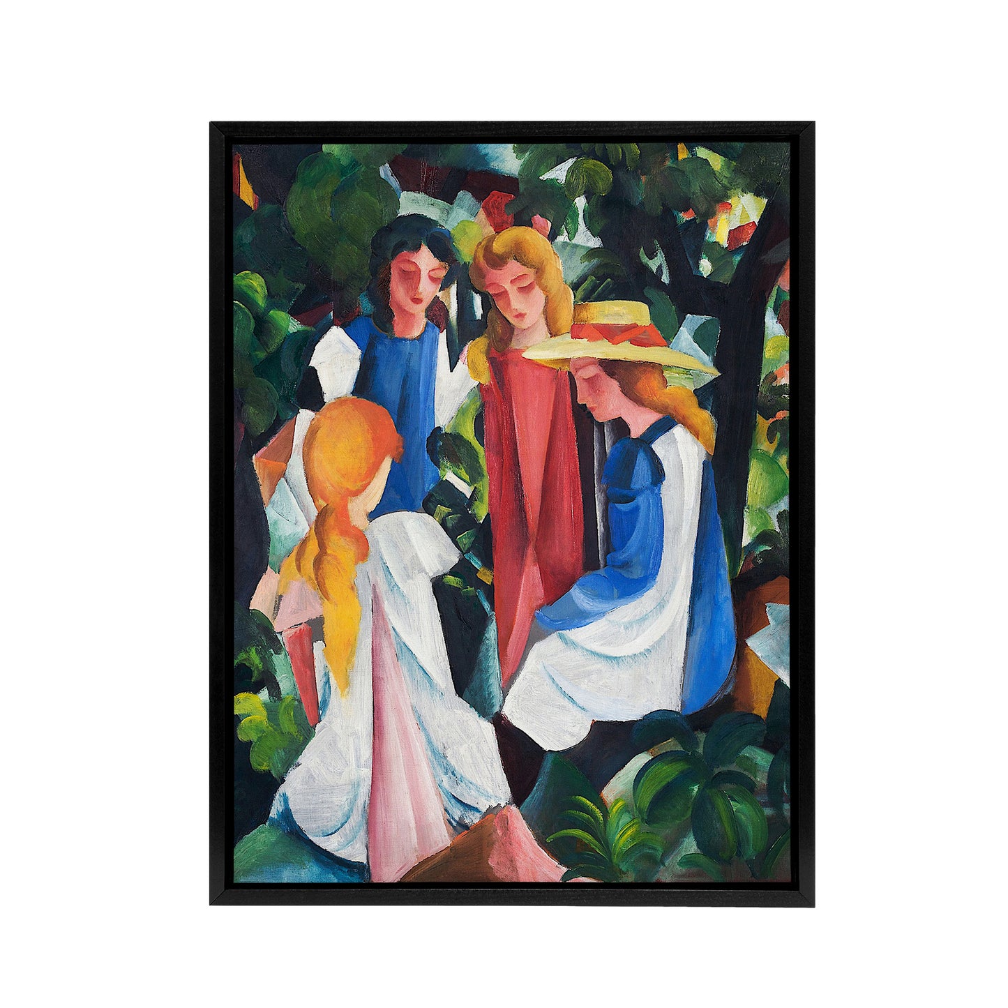 Four Girls Nature Painting August Macke Framed Canvas Wall Art Print