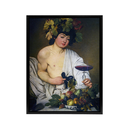 Bacchus Roman Mythology God Caravaggio Framed Canvas Wall Art Print