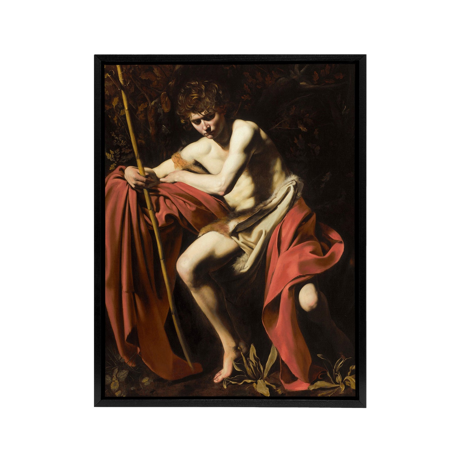 Saint John the Baptist in Wilderness Caravaggio Framed Canvas Wall Art Print